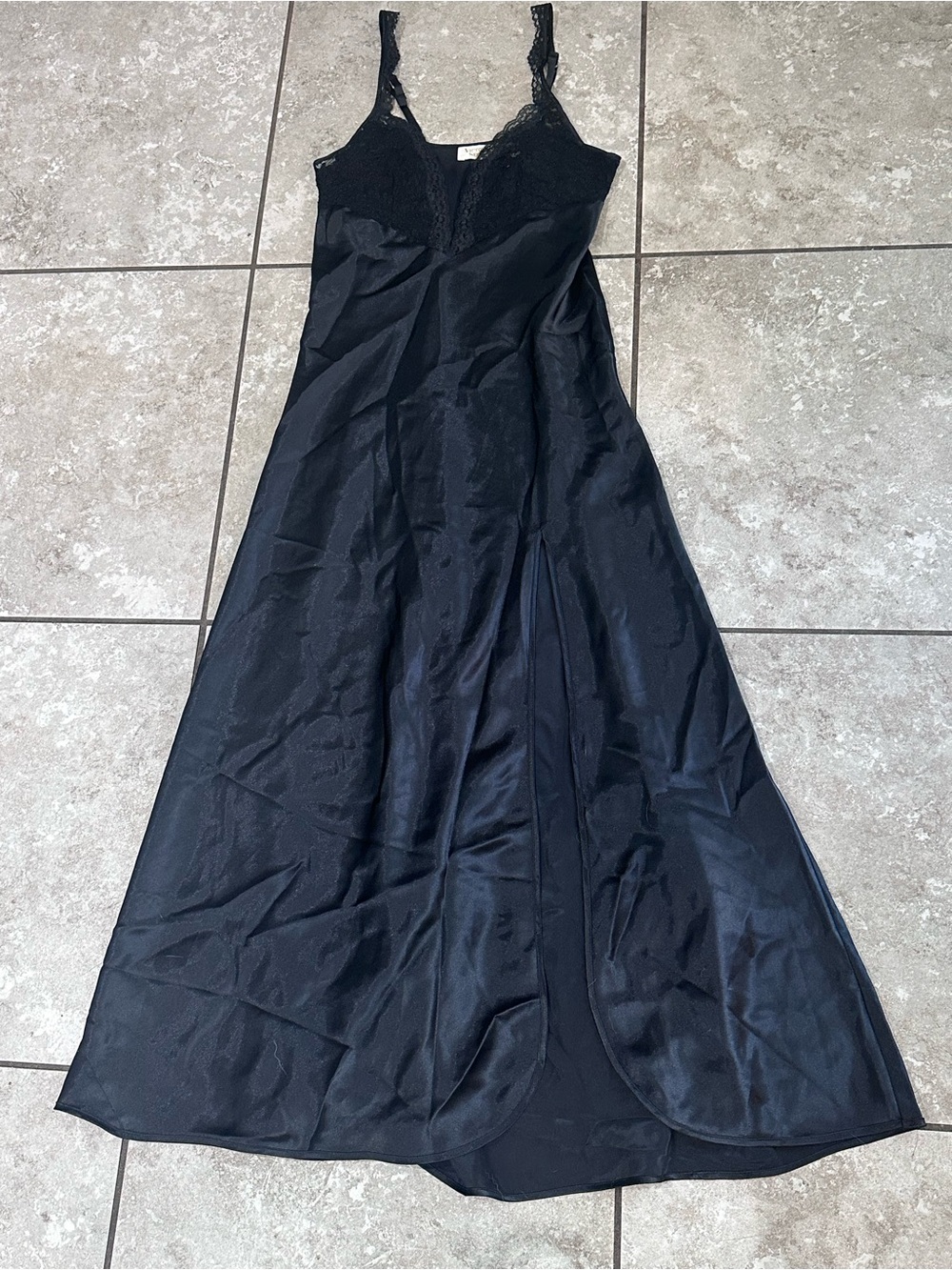 Vintage Victoria's Secret Gold Label Black Lingerie Gown Slip nightgown Sz